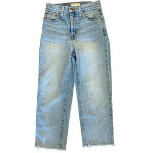 Madewell Classic Straight Jeans Women 26 Light Wash Cropped Raw Hem Streetwear